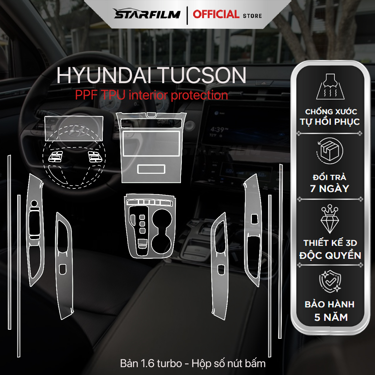 Hyundai Tucson 2022 PPF TPU chống xước tự hồi phục STARFILM